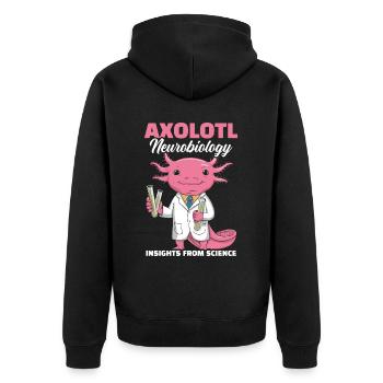 Axolotl Science Teacher Mexican Salamander - Unisex Premium Organic Zip Hoodie - black - Back - Nico (187cm)