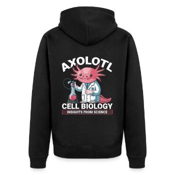 Axolotl Naturwissenschaftslehrer Mexikanischer Salamander - Unisex Premium Bio Zip Hoodie - Schwarz - Hinten - Nico (187cm)