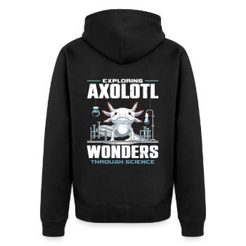 Axolotl Science Teacher Mexican Salamander - Unisex Premium Organic Zip Hoodie - black - Back - Nico (187cm)