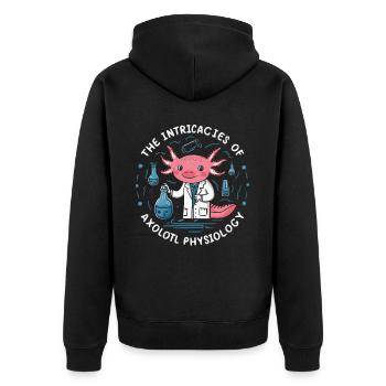Axolotl Lehrer für Naturwissenschaften Mexikanischer Salamander - Unisex Premium Bio Zip Hoodie - Schwarz - Hinten - Nico (187cm)