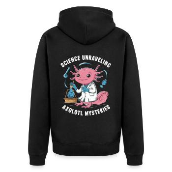 Axolotl Lehrer für Naturwissenschaften Mexikanischer Salamander - Unisex Premium Bio Zip Hoodie - Schwarz - Hinten - Nico (187cm)