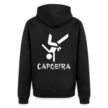 Capoeira - Unisex Premium Organic Zip Hoodie - black - Back - Nico (187cm)