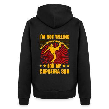 I'm not yelling that's motivational speaking - Unisex Premium Organic Zip Hoodie - black - Back - Nico (187cm)
