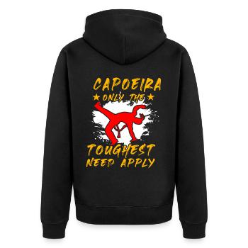 Capoeira : seuls les plus difficiles doivent s’appliquer - Veste à capuche bio Premium Unisexe - noir - Dos - Nico (187cm)