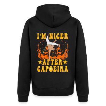 Je suis plus sympa après la Capoeira - Veste à capuche bio Premium Unisexe - noir - Dos - Nico (187cm)
