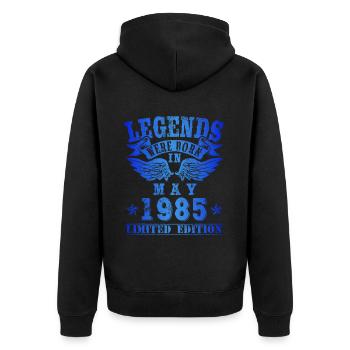 Les légendes sont nées en mai 1985 - Veste à capuche bio Premium Unisexe - noir - Dos - Nico (187cm)