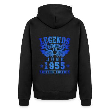 Les légendes sont nées le jour de l'anniversaire de juin 1955 - Veste à capuche bio Premium Unisexe - noir - Dos - Nico (187cm)