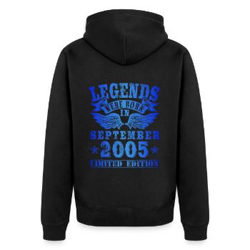 Les légendes sont nées le jour de l'anniversaire de septembre 2005 - Veste à capuche bio Premium Unisexe - noir - Dos - Nico (187cm)