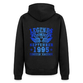 Les légendes sont nées le jour de l'anniversaire de septembre 1995 - Veste à capuche bio Premium Unisexe - noir - Dos - Nico (187cm)