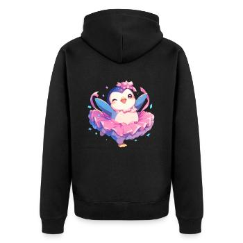Pinguin Ballett Tänzer Kawaii Pinguin Niedlich - Unisex Premium Bio Zip Hoodie - Schwarz - Hinten - Nico (187cm)