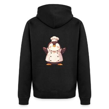 Penguin Kawaii Penguin Cute - Unisex Premium Organic Zip Hoodie - black - Back - Nico (187cm)