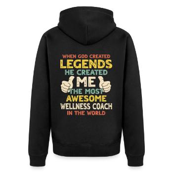 Coach bien-être - Veste à capuche bio Premium Unisexe - noir - Dos - Nico (187cm)