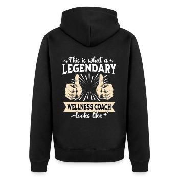 Coach de bien-être légendaire - Veste à capuche bio Premium Unisexe - noir - Dos - Nico (187cm)