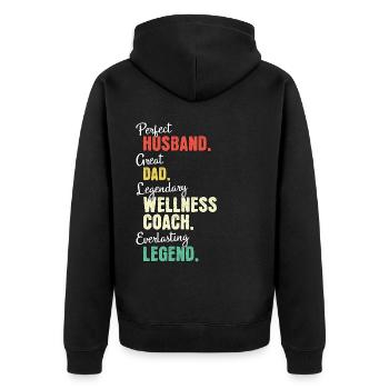 Papa coach bien-être - Veste à capuche bio Premium Unisexe - noir - Dos - Nico (187cm)