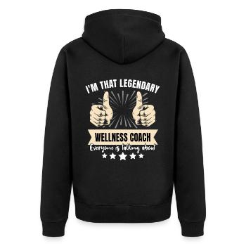 Coach de bien-être légendaire - Veste à capuche bio Premium Unisexe - noir - Dos - Nico (187cm)