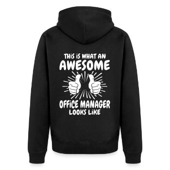 Büro Manager - Unisex Premium Bio Zip Hoodie - Schwarz - Hinten - Nico (187cm)