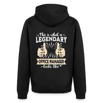 Legendary office manager - Unisex Premium Organic Zip Hoodie - black - Back - Nico (187cm)
