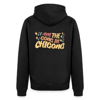Qigong Qi Gong Thai Chi Chigong - Unisex Premium Bio Zip Hoodie - Schwarz - Hinten - Nico (187cm)