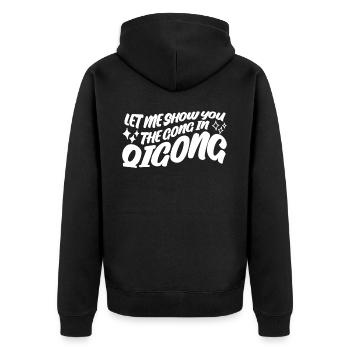 Chigong Qigong Qi Gong Thai Chi - Unisex Premium Bio Zip Hoodie - Schwarz - Hinten - Nico (187cm)