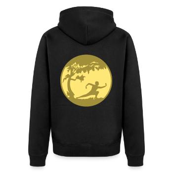 Qigong Karate Thai Chi Chigong Qi Gong - Unisex Premium Bio Zip Hoodie - Schwarz - Hinten - Nico (187cm)