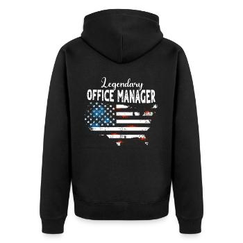 Büro Manager US - Unisex Premium Bio Zip Hoodie - Schwarz - Hinten - Nico (187cm)