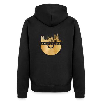 Vinyl-Schallplatte - Skyline-Dänemark-Roskilde - Unisex Premium Bio Zip Hoodie - Schwarz - Hinten - Nico (187cm)