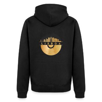 Vinyl-Schallplatte Musik - Unisex Premium Bio Zip Hoodie - Schwarz - Hinten - Nico (187cm)