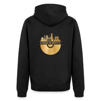 Disque vinyle - Skyline-Ciudad-de-México - Veste à capuche bio Premium Unisexe - noir - Dos - Nico (187cm)