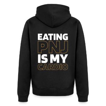 Peanut Butter Funny Cardio Quote - Unisex Premium Organic Zip Hoodie - black - Back - Nico (187cm)