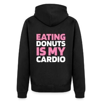 Donut Funny Cardio Quote - Unisex Premium Bio Zip Hoodie - Schwarz - Hinten - Nico (187cm)