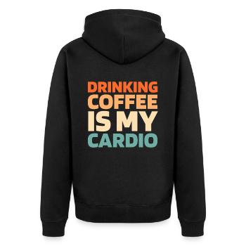 Café Citation cardio amusante - Veste à capuche bio Premium Unisexe - noir - Dos - Nico (187cm)