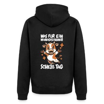 Kuh Landwirt Viehzucht Lustig - Unisex Premium Bio Zip Hoodie - Schwarz - Hinten - Nico (187cm)