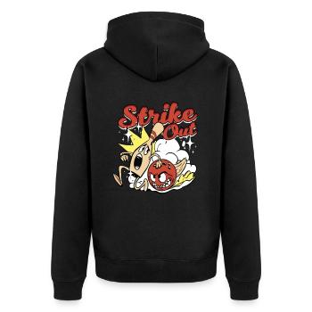 Bowling Strike Out - Unisex Premium Organic Zip Hoodie - black - Back - Nico (187cm)