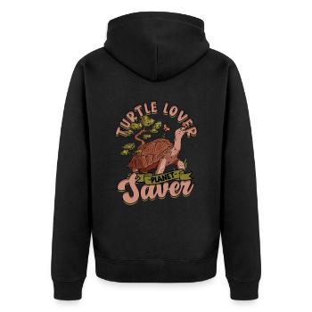 Turtle Turtles Turtle Lover Planet Saver - Unisex Premium Organic Zip Hoodie - black - Back - Nico (187cm)