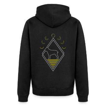 Cane Corso Abstract Moon Phases - Unisex Premium Organic Zip Hoodie - black - Back - Nico (187cm)