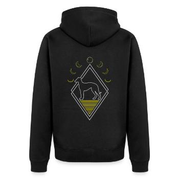 Greyhound Greyhound Abstract Moon Phases - Unisex Premium Organic Zip Hoodie - black - Back - Nico (187cm)