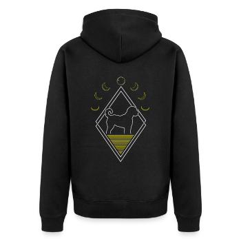 Golden Doodle Abstrakt Moon Phases - Unisex Premium Bio Zip Hoodie - Schwarz - Hinten - Nico (187cm)