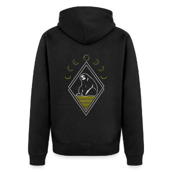 Faultier Abstrakt Moon Phases - Unisex Premium Bio Zip Hoodie - Schwarz - Hinten - Nico (187cm)