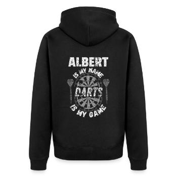 Name shirt design for Darts players and fans - Unisex Premium Organic Zip Hoodie - black - Back - Nico (187cm)