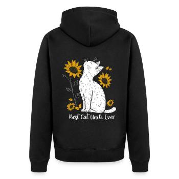 Best Cat Uncle Ever - Unisex Premium Bio Zip Hoodie - Schwarz - Hinten - Nico (187cm)