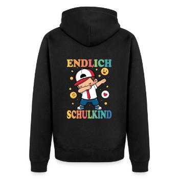 Finally schoolchild, start of school, school enrollment - Unisex Premium Organic Zip Hoodie - black - Back - Nico (187cm)