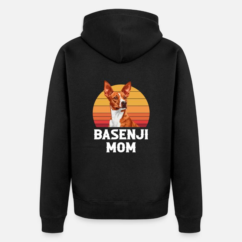 basenji mom, basenji - Unisex Premium Bio Zip Hoodie - Schwarz