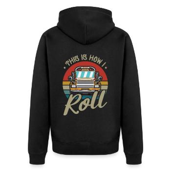 lustiges Busfahrer Schulbusfahrer Spruch Geschenk - Unisex Premium Bio Zip Hoodie - Schwarz - Hinten - Nico (187cm)