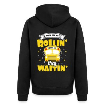 lustiges Busfahrer Schulbusfahrer Spruch Geschenk - Unisex Premium Bio Zip Hoodie - Schwarz - Hinten - Nico (187cm)