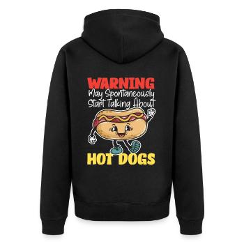 Hot Dog Adult Warning May - Unisex Premium Bio Zip Hoodie - Schwarz - Hinten - Nico (187cm)