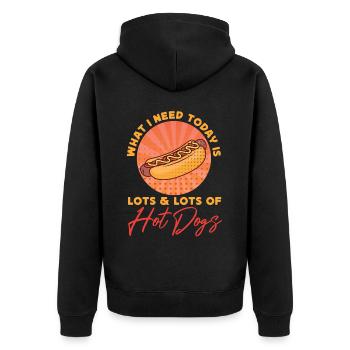 Hot Dog Adult What I Need Today Is - Unisex Premium Bio Zip Hoodie - Schwarz - Hinten - Nico (187cm)