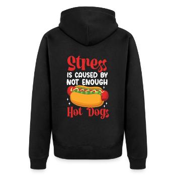 Hot Dog Adult Stress Is Caused By - Unisex Premium Bio Zip Hoodie - Schwarz - Hinten - Nico (187cm)