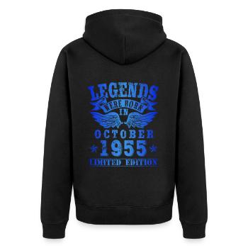 Les légendes sont nées en octobre 1955 - Veste à capuche bio Premium Unisexe - noir - Dos - Nico (187cm)