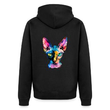Sphynx illustration, funny sphynx cat - Unisex Premium Bio Zip Hoodie - Schwarz - Hinten - Nico (187cm)