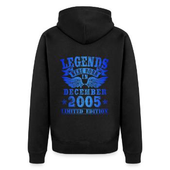 Les légendes sont nées le jour de l'anniversaire de décembre 2005 - Veste à capuche bio Premium Unisexe - noir - Dos - Nico (187cm)
